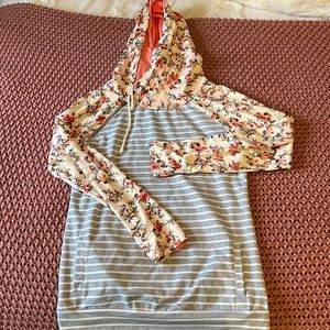 Spring floral hoodie with double hood and thumb holes!